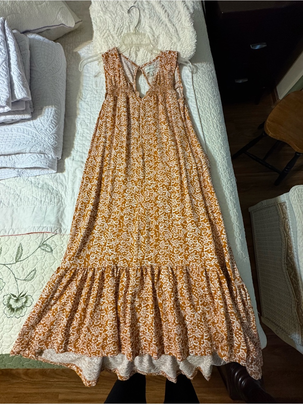 Wonderly Orange Floral Tiered Maxi Dress